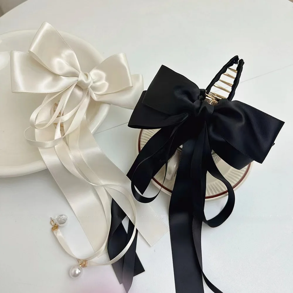 Hair Claw Ribbon Bow Grip Large Shark Clip Hair Claw Clip Hair Accessories for Women Hair Pins and Clips