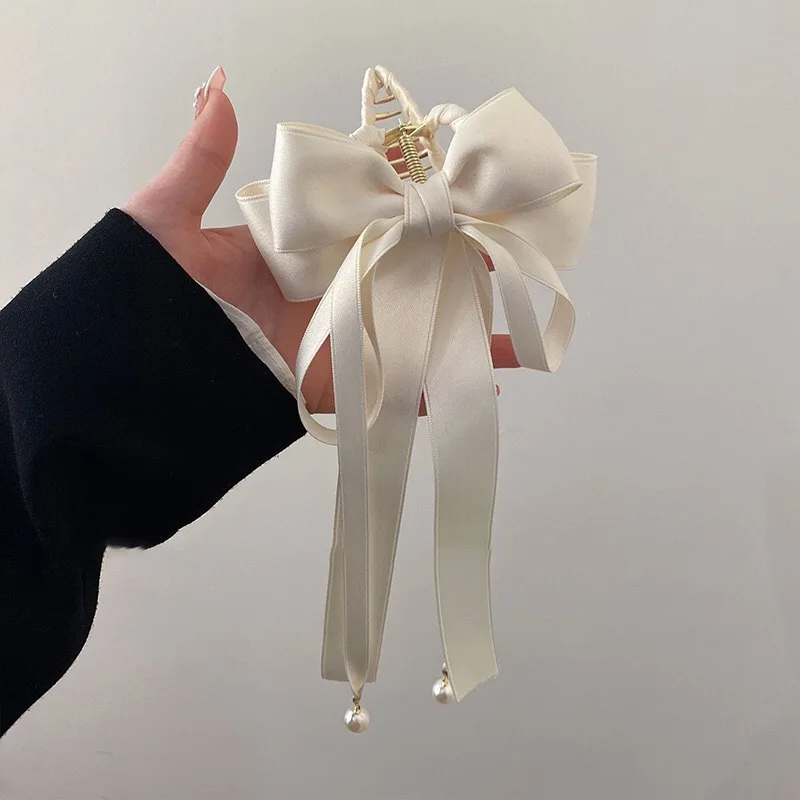 Hair Claw Ribbon Bow Grip Large Shark Clip Hair Claw Clip Hair Accessories for Women Hair Pins and Clips