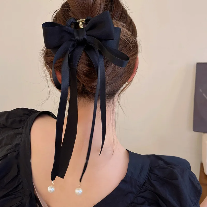 Hair Claw Ribbon Bow Grip Large Shark Clip Hair Claw Clip Hair Accessories for Women Hair Pins and Clips