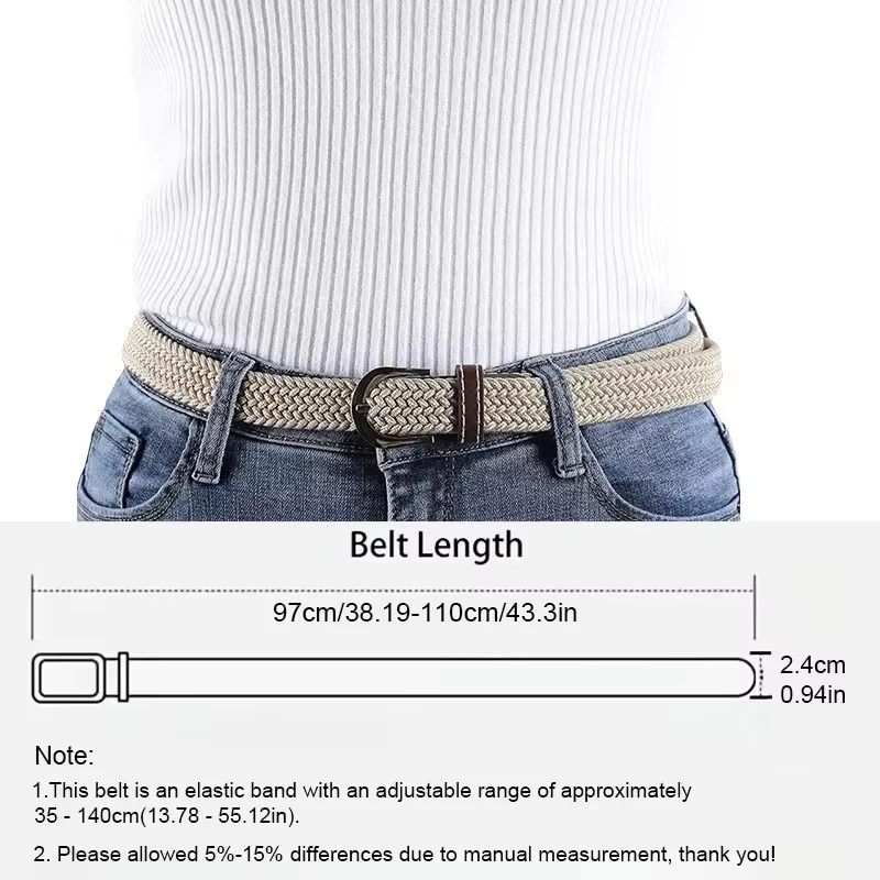 Unisex Casual Outings Canvas Elastic Belt, Woven Elastic Band, Party, Daily Commuting