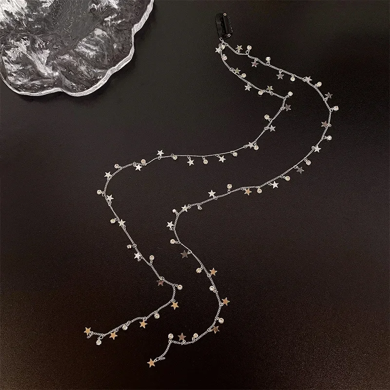 New Crystal Tassels Ponytail Hair Clips Ornaments Women Wedding Dreadlocks Hair Braid Silver Star Rhinestone Headdress