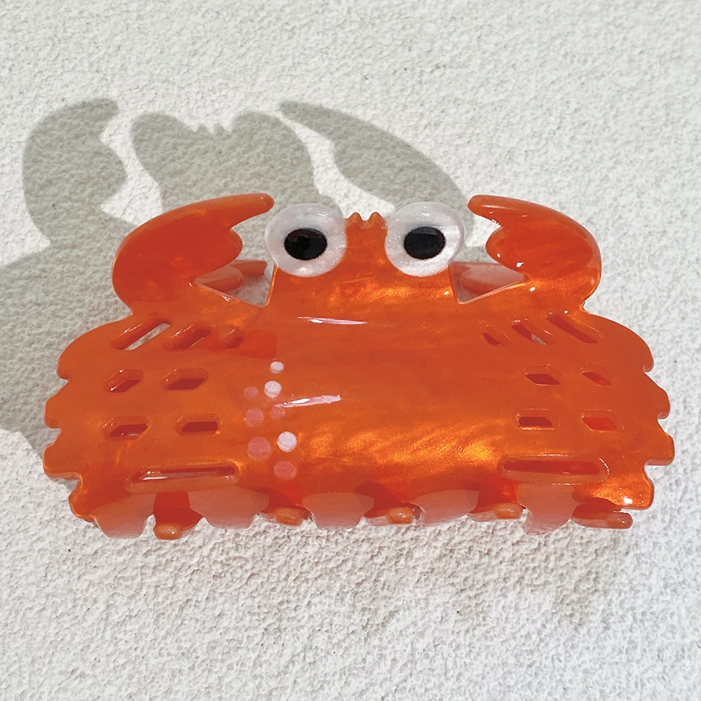 Fashion Crab Printed Pattern Acrylic Shark Hair Clip Claw For Women New Chic Ponytail Hairpin Hair Accessorie Headress Tool