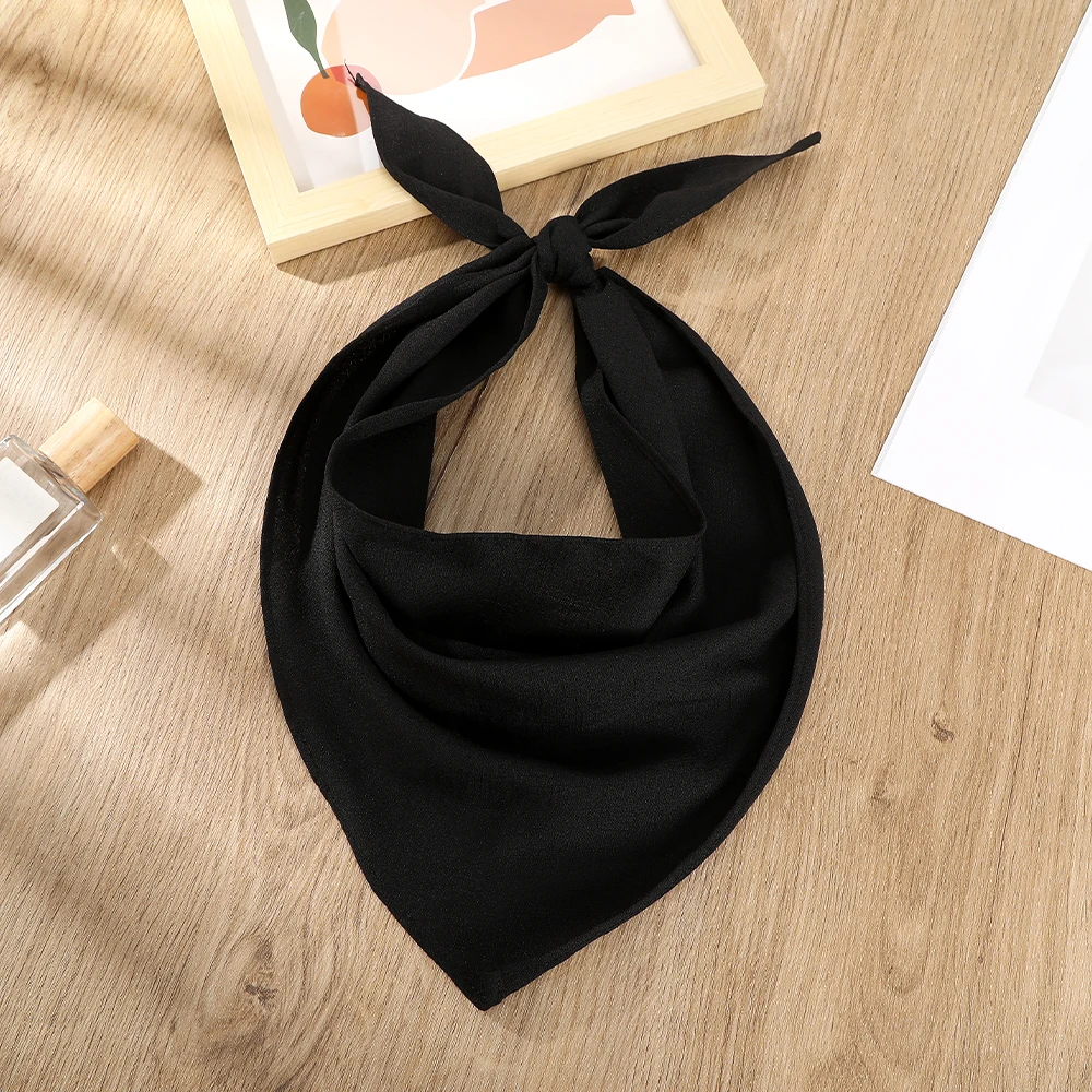 Solid Color Headscarf Elegant White Triangle Hair Scarf Hair Bands Turban Headbands For Women Retro Bandana Hair Accessories
