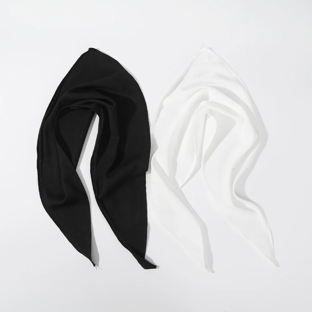 Solid Color Headscarf Elegant White Triangle Hair Scarf Hair Bands Turban Headbands For Women Retro Bandana Hair Accessories