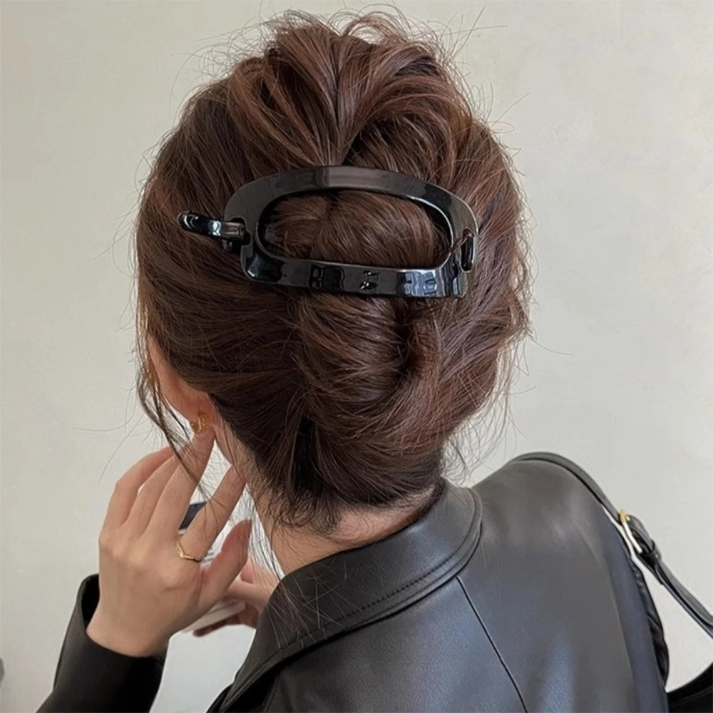 12CM Fashion Oval Hair Claw Clip for Women New Design Leopard Curved Flat Styling Barrettes Acrylic Lying Down Hair Accessories