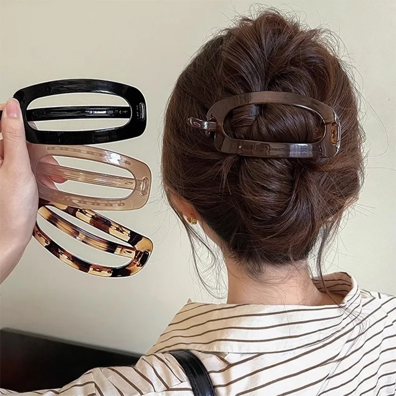 12CM Fashion Oval Hair Claw Clip for Women New Design Leopard Curved Flat Styling Barrettes Acrylic Lying Down Hair Accessories