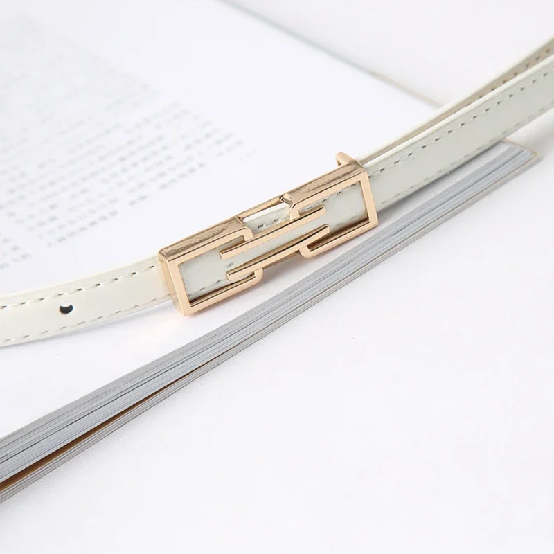 Fashion Leather Thin Belt Adjustable Waist Strap Solid Color Skinny Waist Belt Ladies Trouser Decoration Waistband INS Versatile