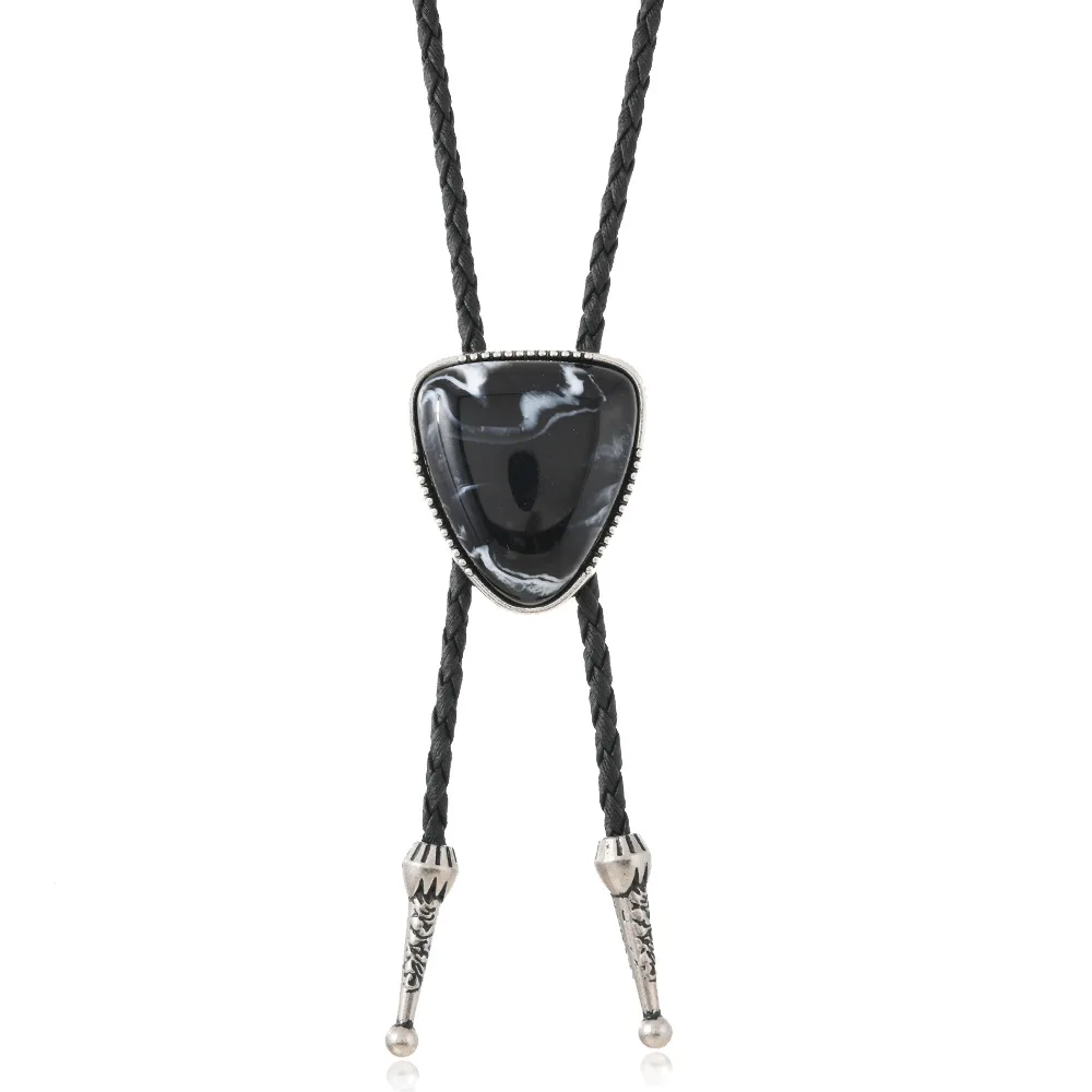 New Trendy Bolo Tie for Men Western Cowboy Style Triangle Leather Rope Necktie Collar Fashion Jewelry Accessories