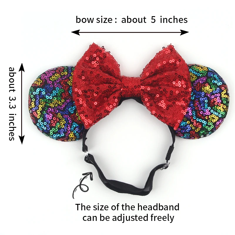 2026 Disney 3.3"Minnie Mickey Ear Elastic Headbands For Newborn Fashion Glitter Adjusted Hairband Baby DIY Hair Accessories