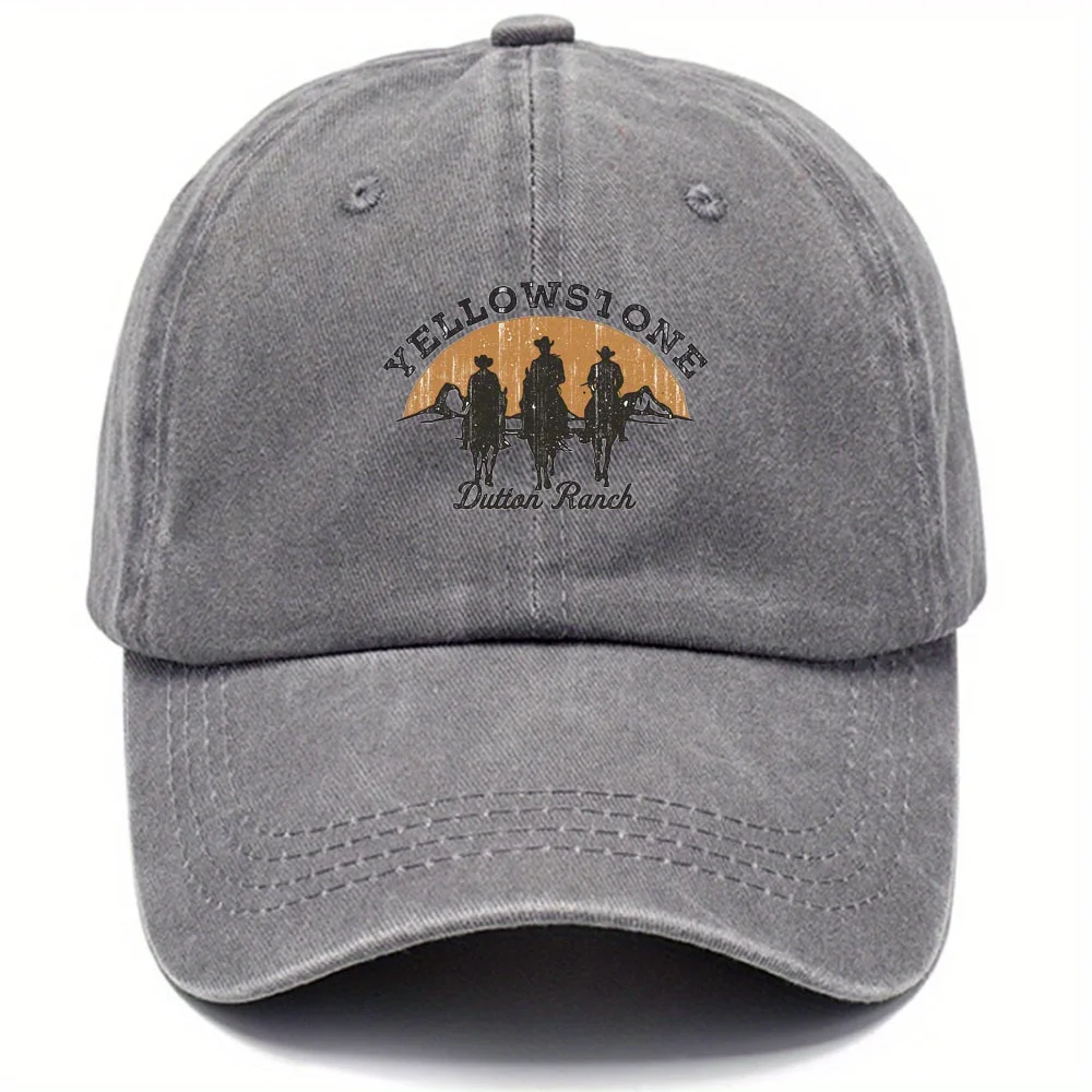 Yellowstone Dutton Farm vintage vintage vintage baseball cap, lightweight dad hat, Western cowboy silhouette and sunset pattern