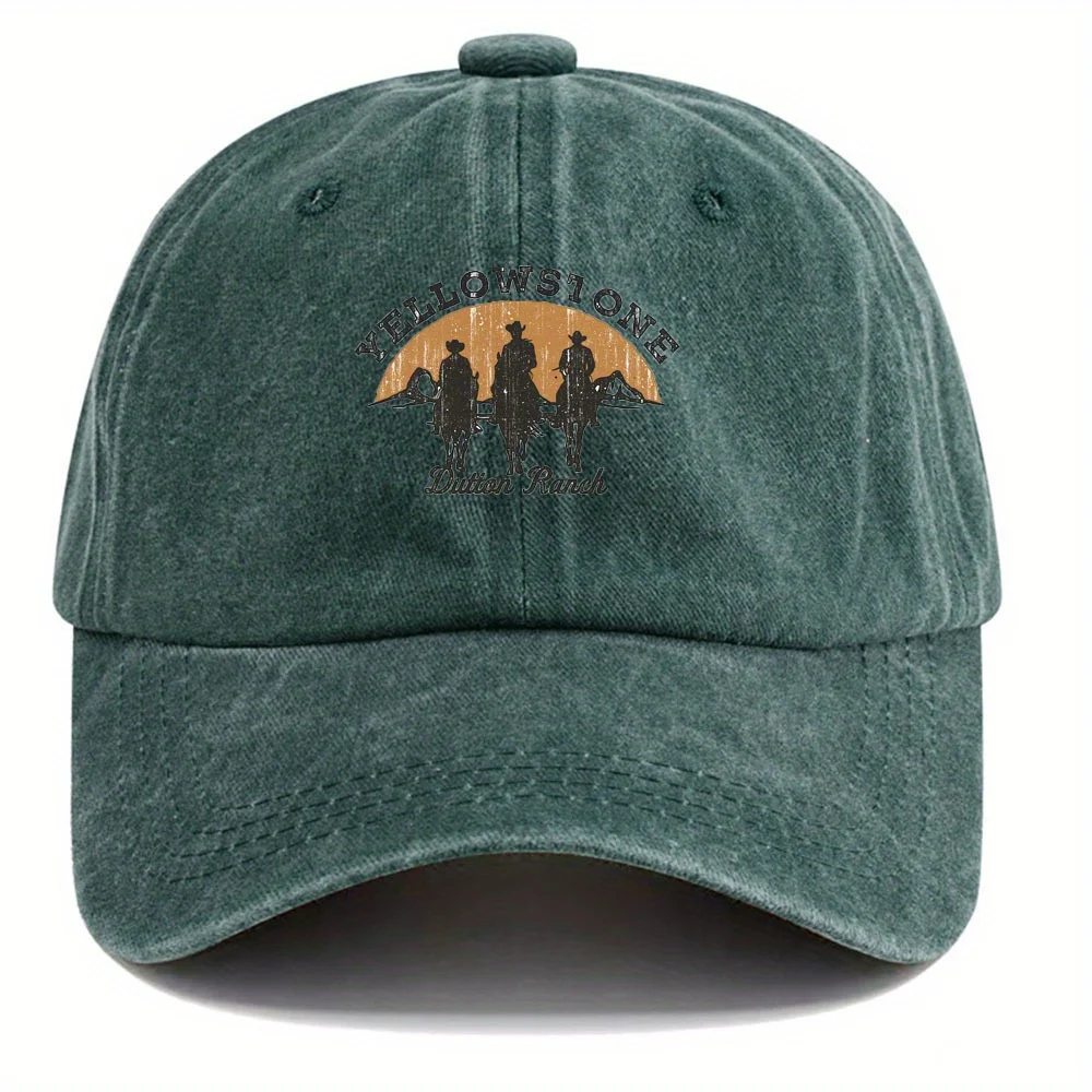 Yellowstone Dutton Farm vintage vintage vintage baseball cap, lightweight dad hat, Western cowboy silhouette and sunset pattern