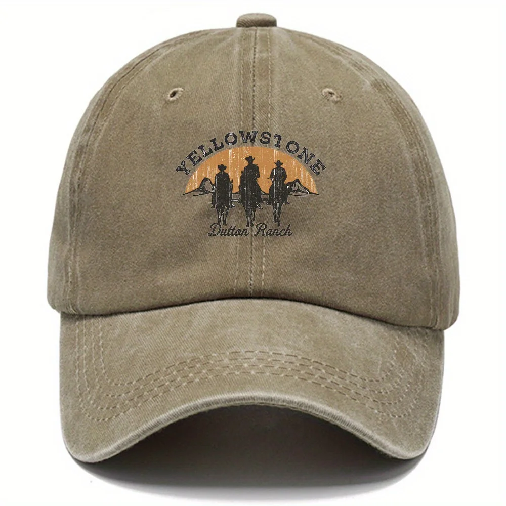 Yellowstone Dutton Farm vintage vintage vintage baseball cap, lightweight dad hat, Western cowboy silhouette and sunset pattern