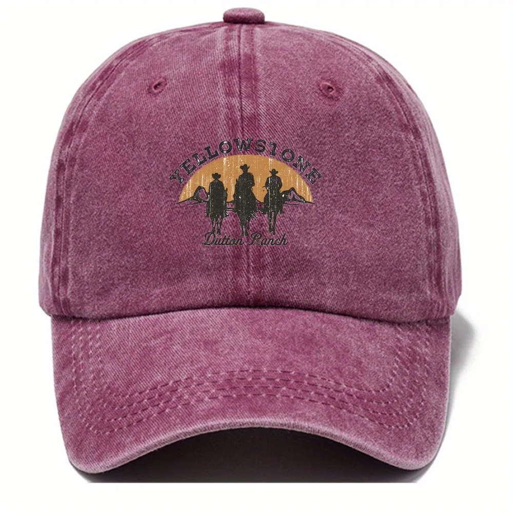 Yellowstone Dutton Farm vintage vintage vintage baseball cap, lightweight dad hat, Western cowboy silhouette and sunset pattern