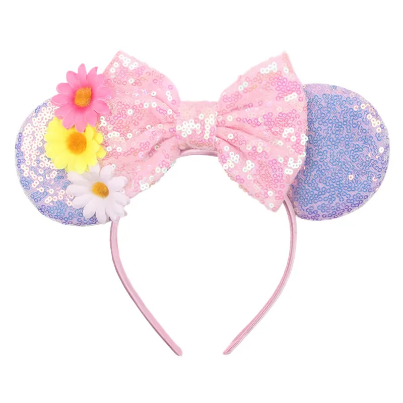 Cute Rapunzel Hair Bands for Women Chameleon Sun Flower Ears Headbands Kids Sequins Bow Hairband Girl Tangled Hair Accessories