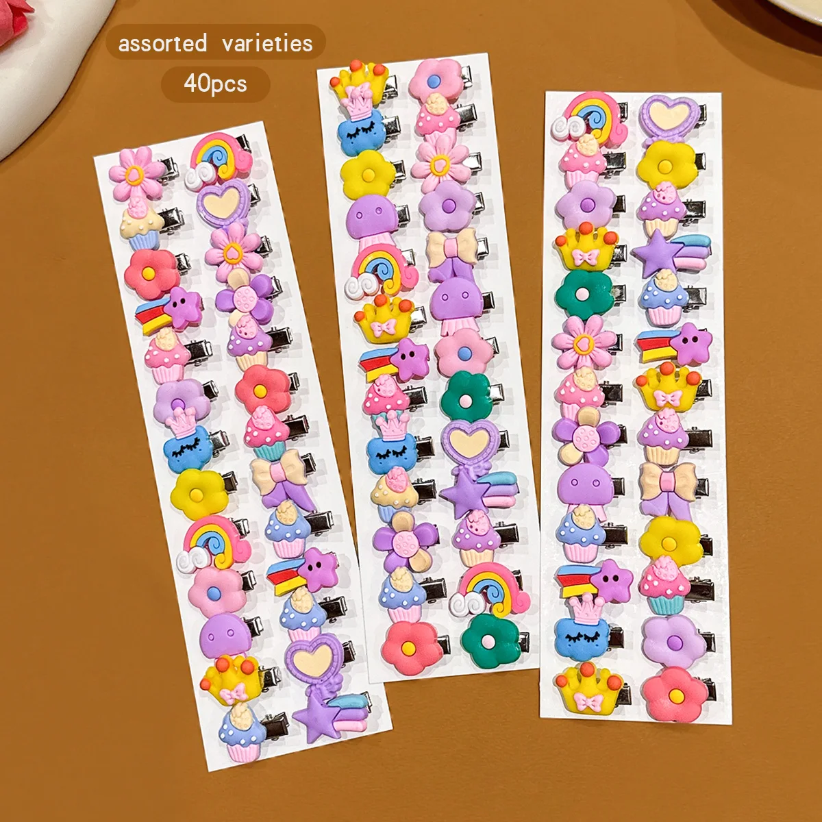 40 random styles of small silver clips, small hair clips, cartoon cute mini clips