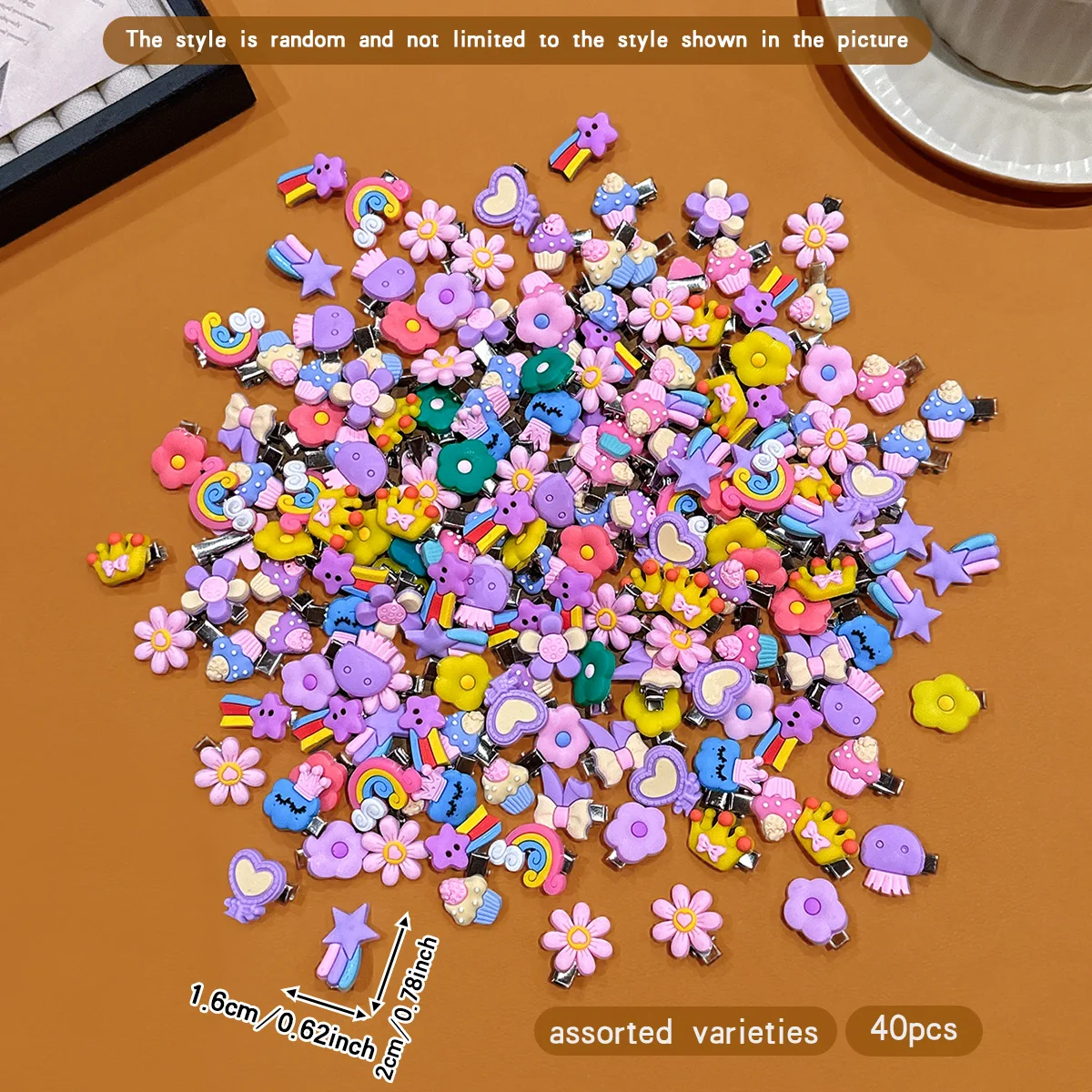40 random styles of small silver clips, small hair clips, cartoon cute mini clips