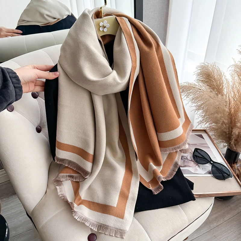 New Warm Luxury Cashmere Scarf Women Plain color Fashion Shawl and Wraps Ladies Blanket Foulard Winter Pashmina Bandana Bufanda