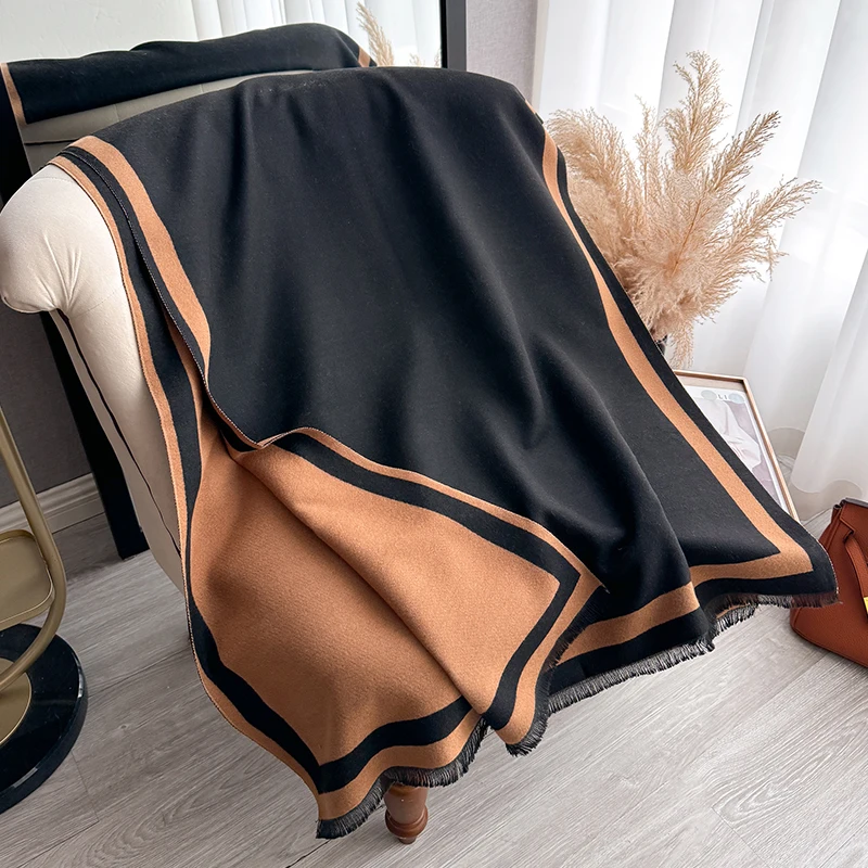 New Warm Luxury Cashmere Scarf Women Plain color Fashion Shawl and Wraps Ladies Blanket Foulard Winter Pashmina Bandana Bufanda