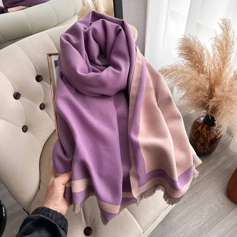 New Warm Luxury Cashmere Scarf Women Plain color Fashion Shawl and Wraps Ladies Blanket Foulard Winter Pashmina Bandana Bufanda