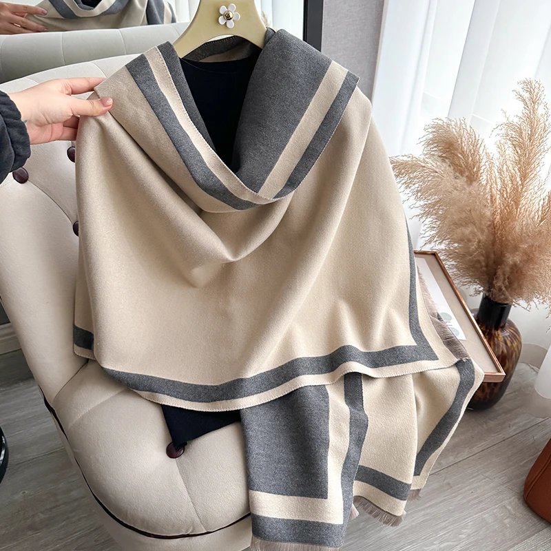 New Warm Luxury Cashmere Scarf Women Plain color Fashion Shawl and Wraps Ladies Blanket Foulard Winter Pashmina Bandana Bufanda