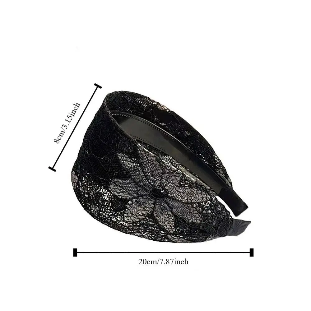 Fashion Embroidery Wide Headband Flower Wide Brim Hairband Toothed Simple Lace Headband Daily