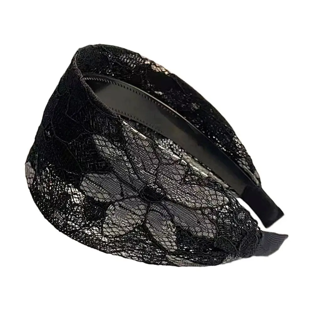 Fashion Embroidery Wide Headband Flower Wide Brim Hairband Toothed Simple Lace Headband Daily