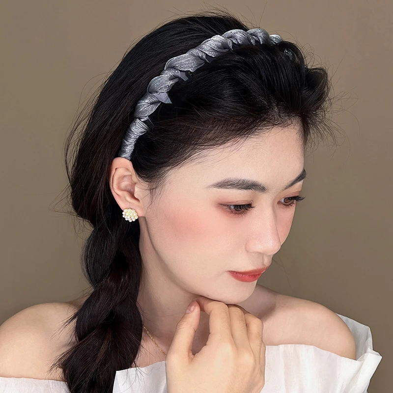 Elegant Temperament Rhinestone Mesh Headband for Woman Toothed Non-slip Hair Band Fashion Girl Face Washing Headband
