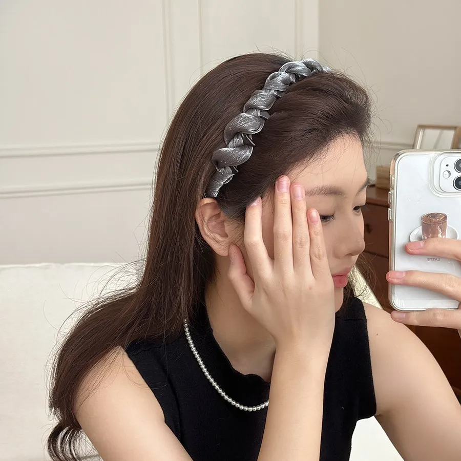 Elegant Temperament Rhinestone Mesh Headband for Woman Toothed Non-slip Hair Band Fashion Girl Face Washing Headband