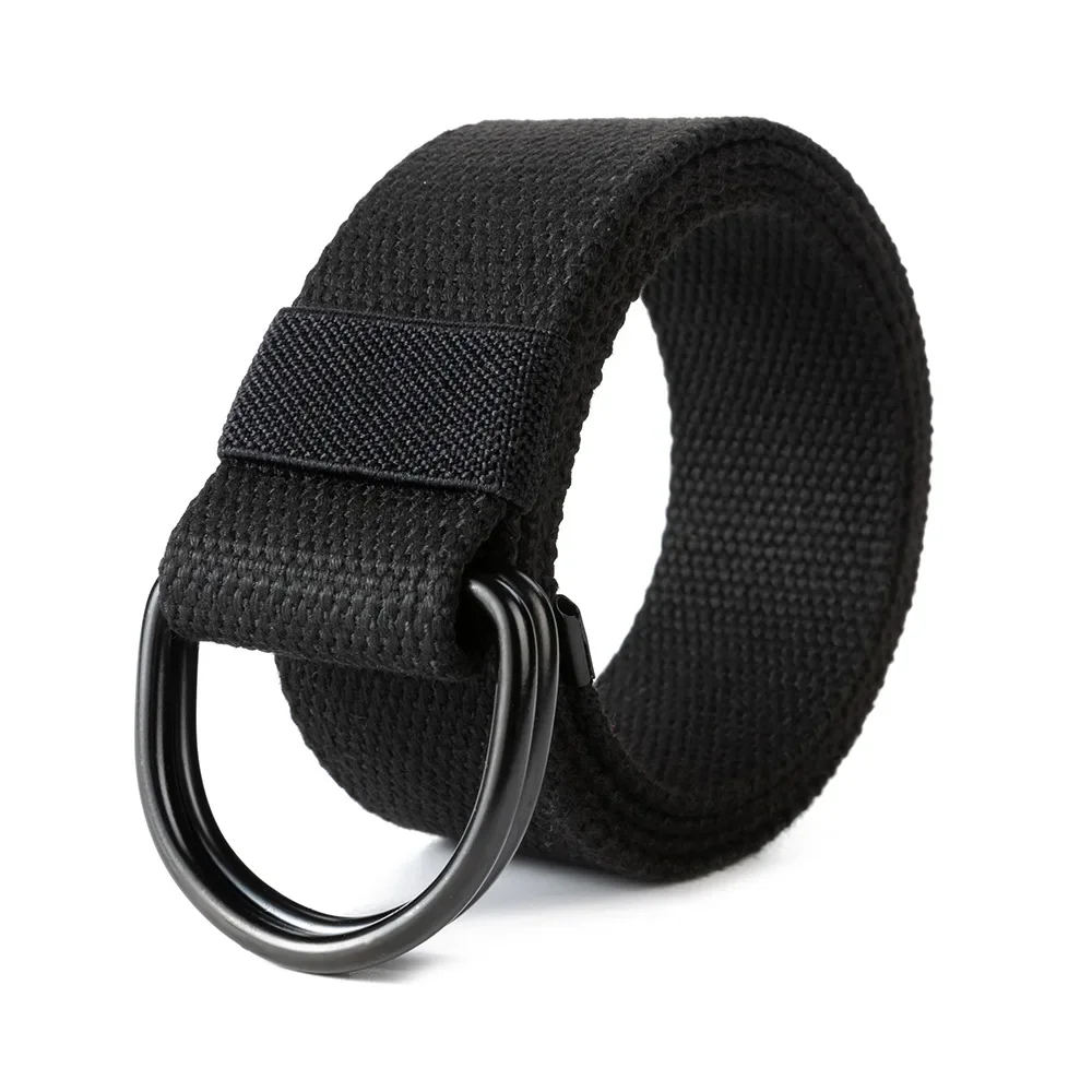 Canvas Men Belt High Quality Unisex Double D-Ring Buckle Waistband Casual Canvas Female Belt Casual Sports Belt Tactical Belts