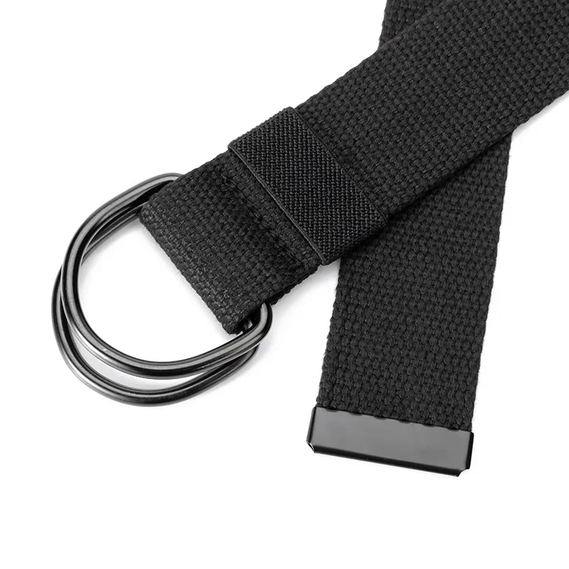 Canvas Men Belt High Quality Unisex Double D-Ring Buckle Waistband Casual Canvas Female Belt Casual Sports Belt Tactical Belts