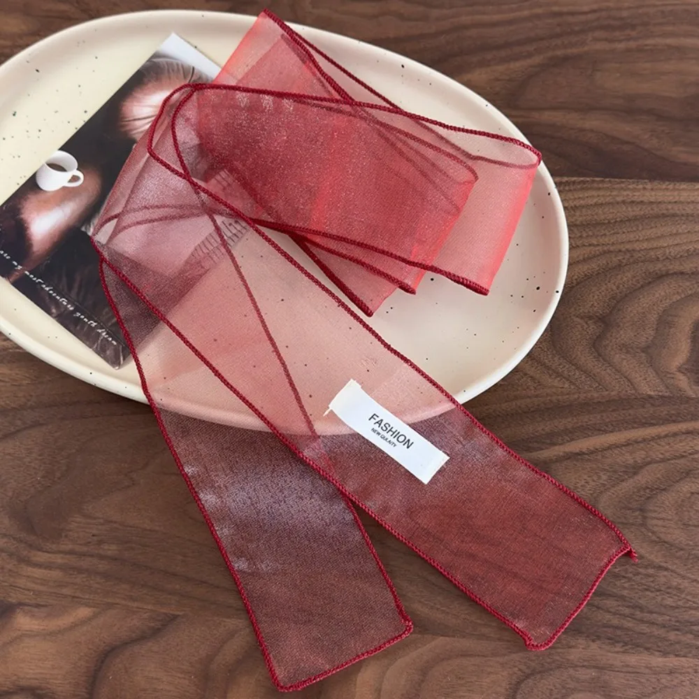 6x150cm Summer Beach Sheer Long Skinny Scarf Organza Ribbon Headband Spring Fashion Girl Y2K Party Decoration Narrow Scarf