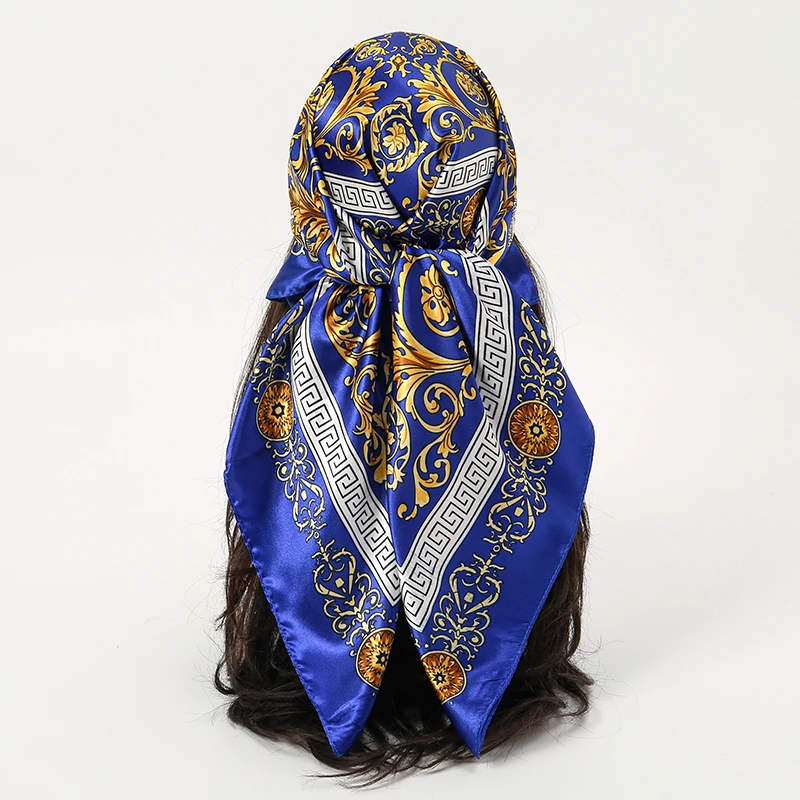 2025 Silk Shawl Square Scarf For Women Print Headband Foulard Satin Hijab Hair Bands Neckerchief Female Head Wraps Bandana