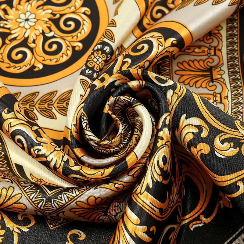 2025 Silk Shawl Square Scarf For Women Print Headband Foulard Satin Hijab Hair Bands Neckerchief Female Head Wraps Bandana