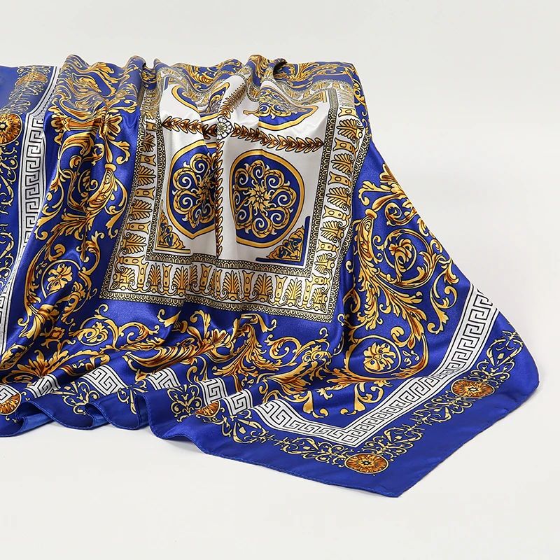 2025 Silk Shawl Square Scarf For Women Print Headband Foulard Satin Hijab Hair Bands Neckerchief Female Head Wraps Bandana