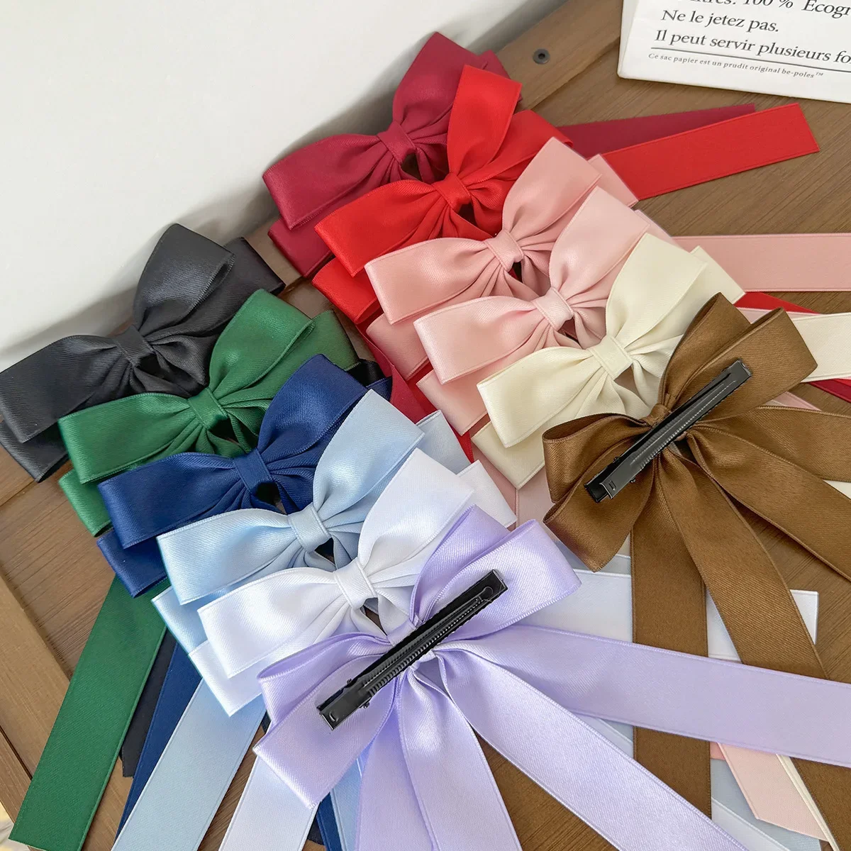 Fashion Fabric Ribbon Hair Bow Hairpin for Women Girls Hair clips Black White Bow Top Clip Female Hair Accessories