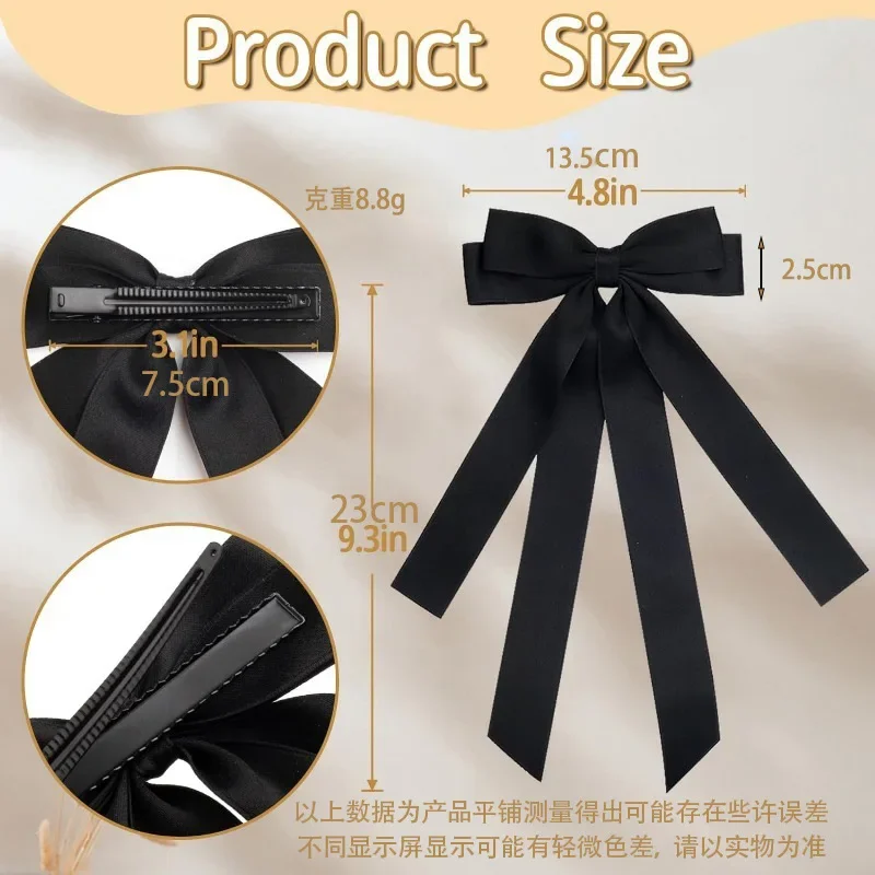 Fashion Fabric Ribbon Hair Bow Hairpin for Women Girls Hair clips Black White Bow Top Clip Female Hair Accessories