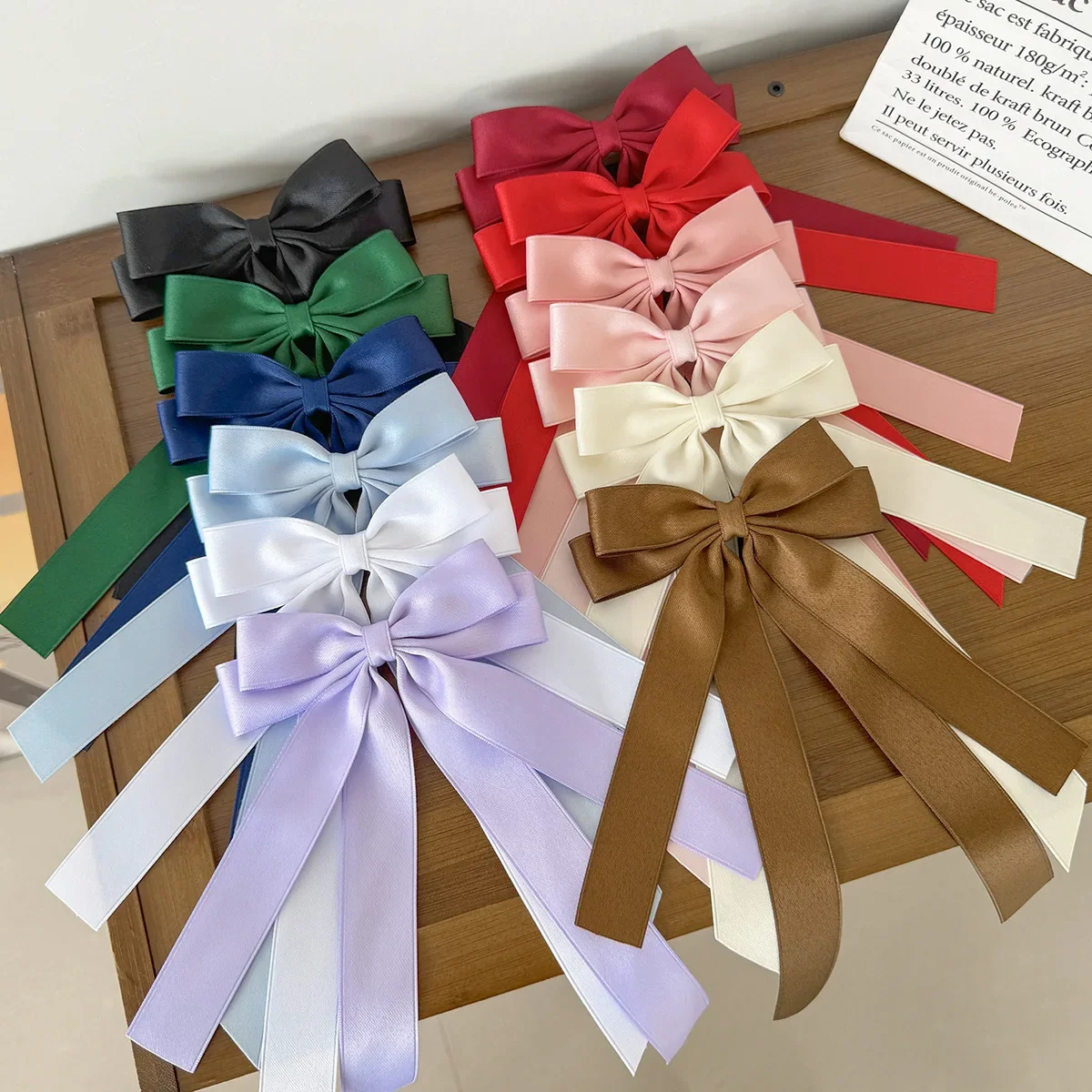 Fashion Fabric Ribbon Hair Bow Hairpin for Women Girls Hair clips Black White Bow Top Clip Female Hair Accessories
