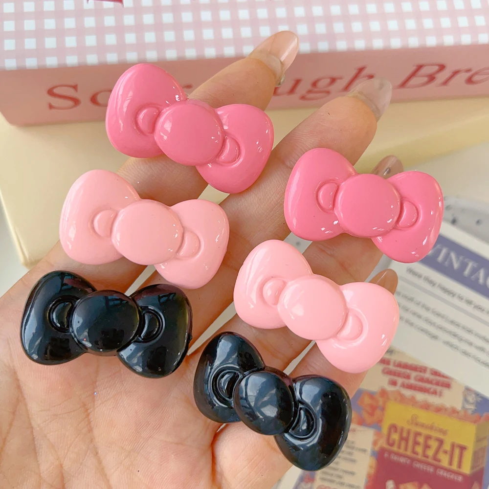 Kawaii Bow Hairpin Cute Girls Women Heart Side Clip Bangs Duckbill Hair Clips Elegant Barrette Casual Fashion Hair Accessories