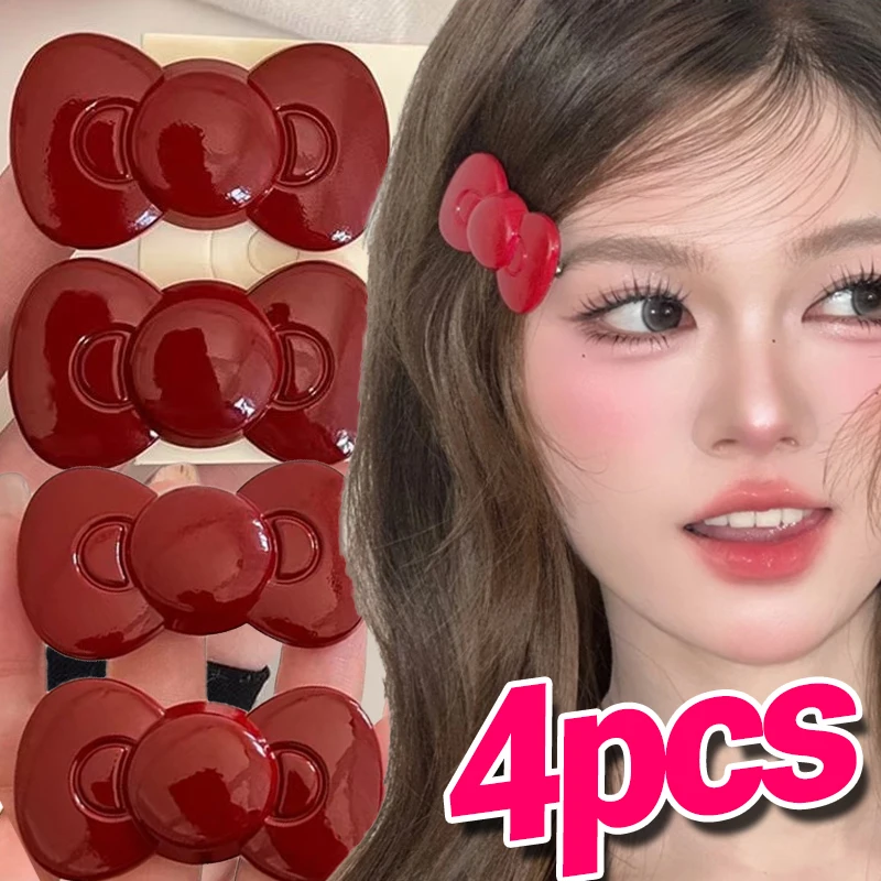 Kawaii Bow Hairpin Cute Girls Women Heart Side Clip Bangs Duckbill Hair Clips Elegant Barrette Casual Fashion Hair Accessories