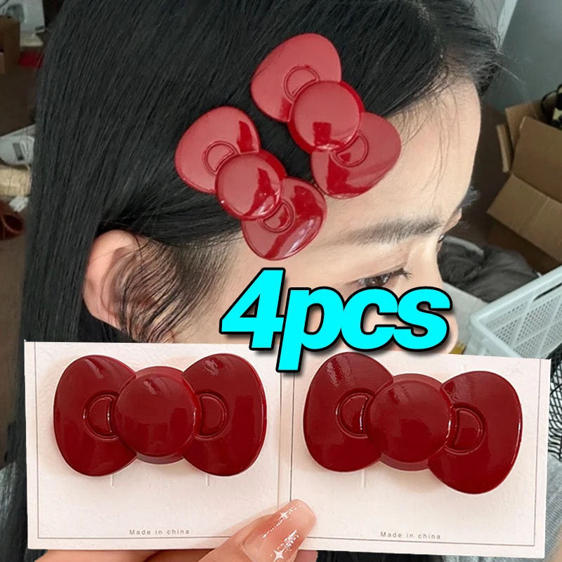 Kawaii Bow Hairpin Cute Girls Women Heart Side Clip Bangs Duckbill Hair Clips Elegant Barrette Casual Fashion Hair Accessories