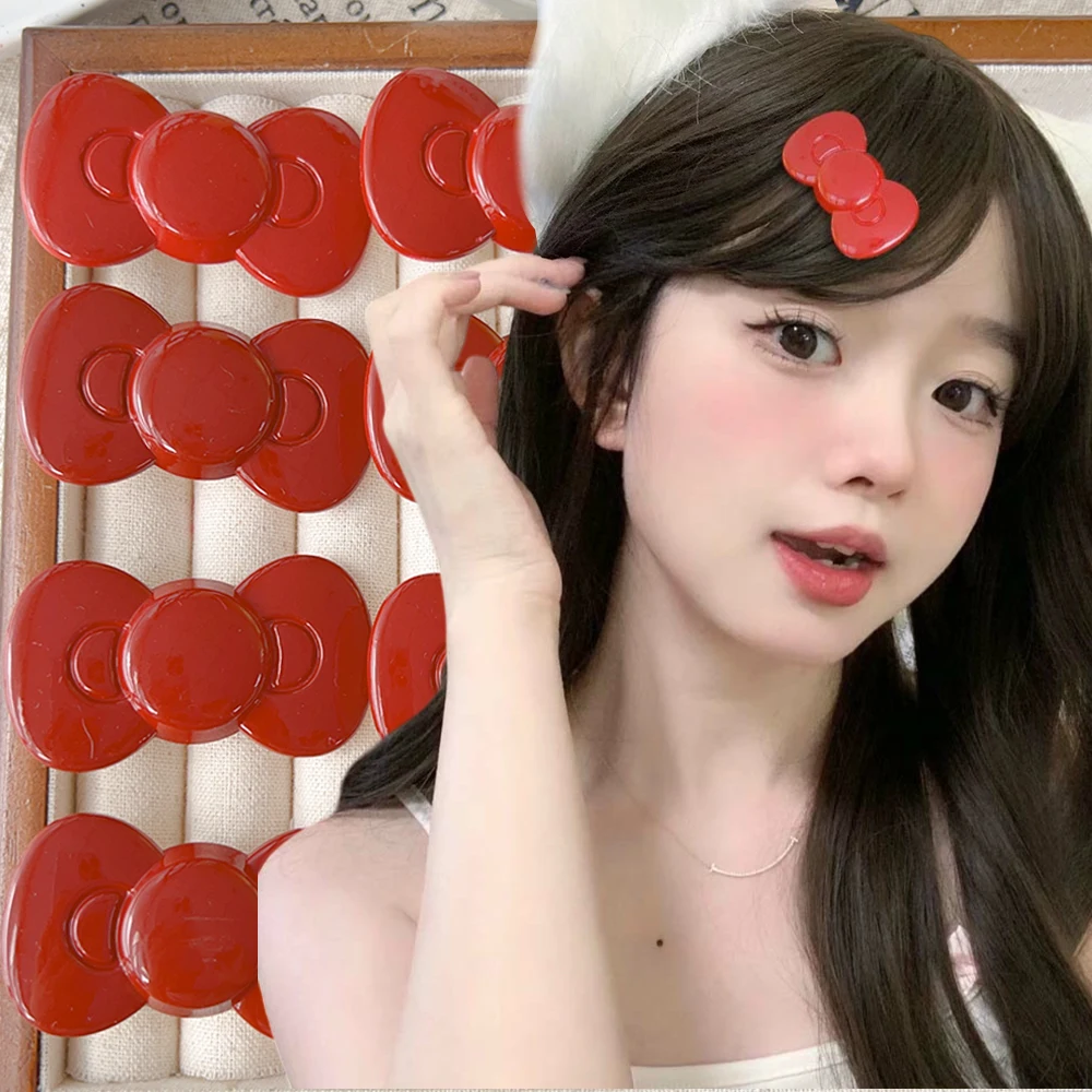 Kawaii Bow Hairpin Cute Girls Women Heart Side Clip Bangs Duckbill Hair Clips Elegant Barrette Casual Fashion Hair Accessories