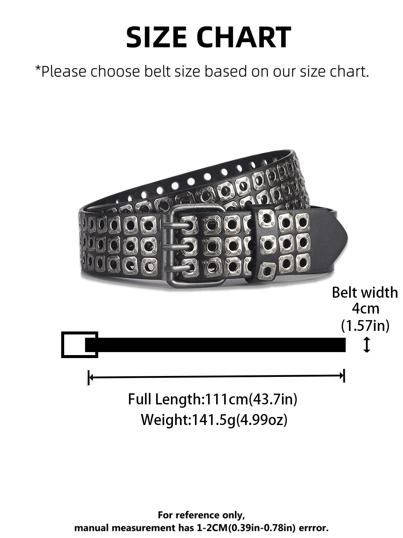 New Women Belt Fashion Square Beads, Willow Nails, Three Exhaust Eyes, Punk Street Cool, Personalized Men's and Women's Belts