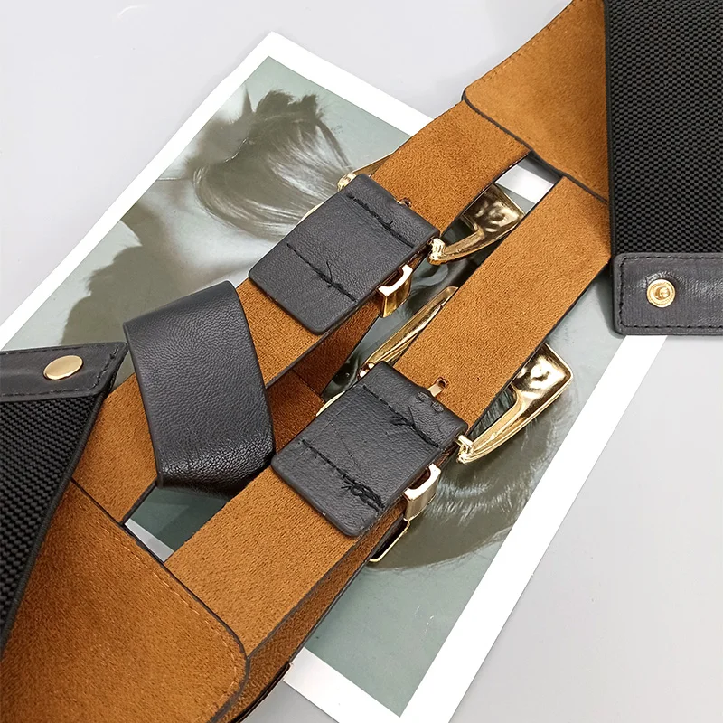 Female Waist Gothic Elastic Corset Belt Female Stretch Cummerbunds High Quality Luxury Designer Black Punk Wide Belts For Women