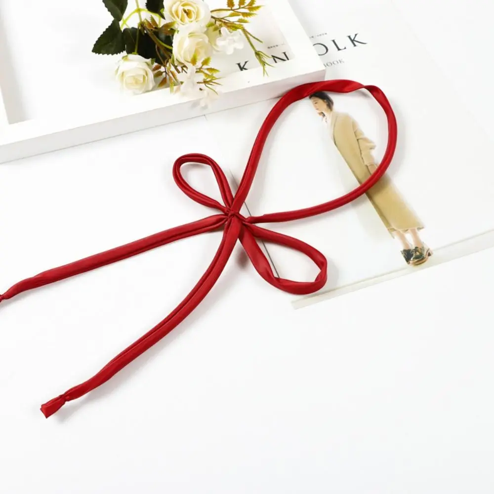 Solid Color Simple Neck Tie Elegant Ribbon Knot Thin Satin Bowtie School Student Bowtie Vintage JK Uniform Shirt Accessory
