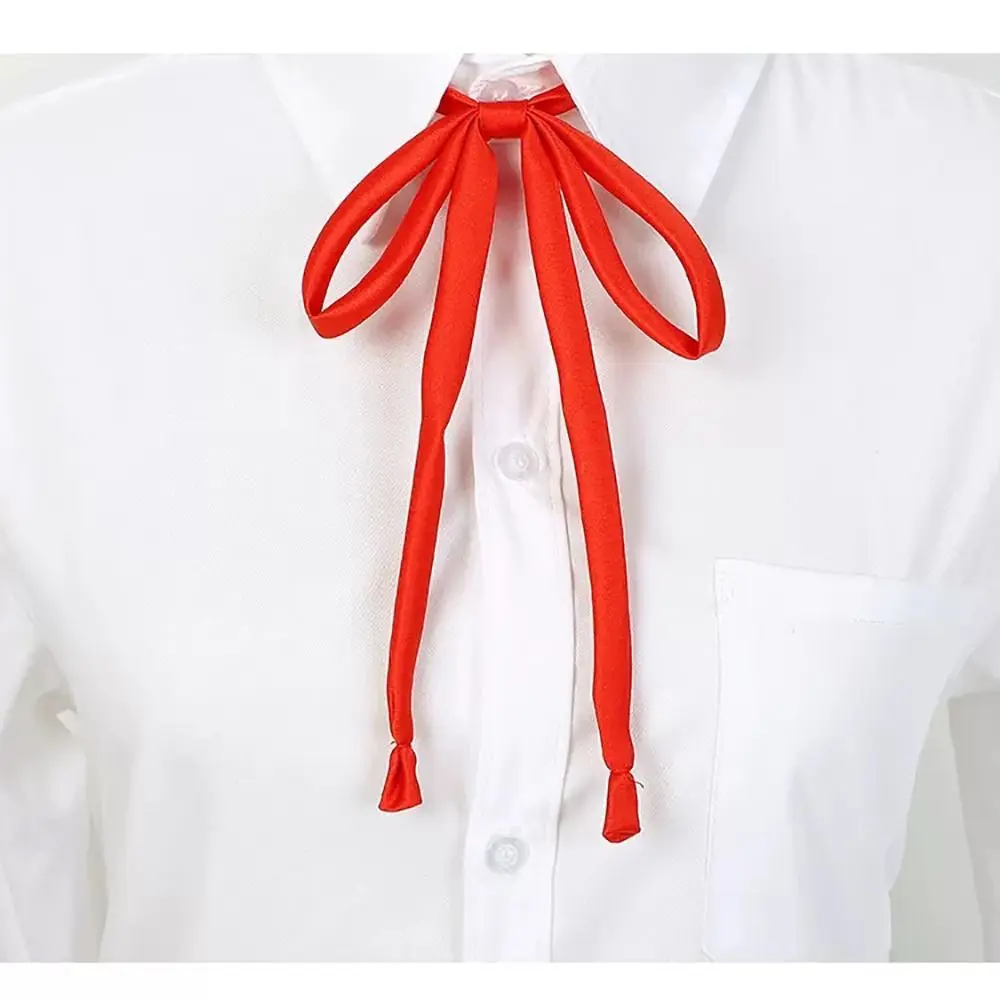 Solid Color Simple Neck Tie Elegant Ribbon Knot Thin Satin Bowtie School Student Bowtie Vintage JK Uniform Shirt Accessory