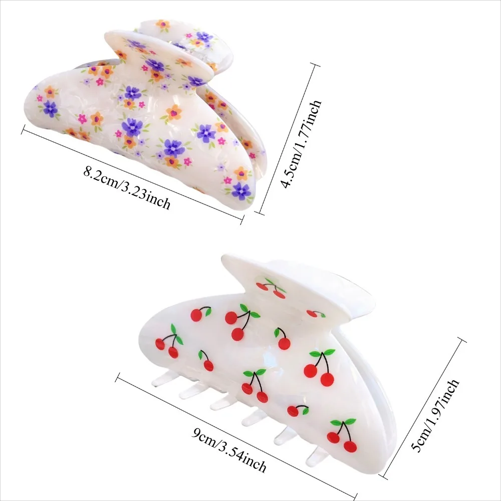 Korean Acrylic Hair Claw Clips for Women And Girls Flower Fruits Design Thick Thin Hair Styling Accessories Sweat Catch Hairgrip