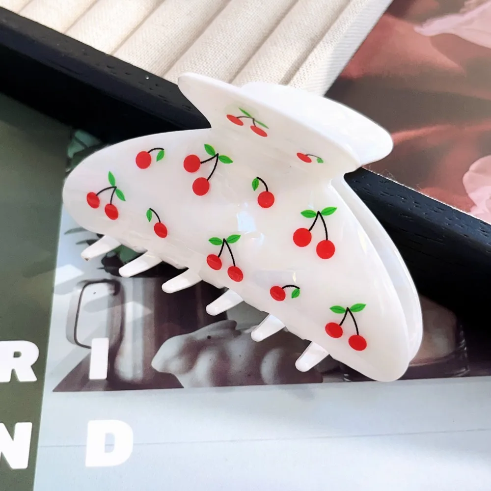 Korean Acrylic Hair Claw Clips for Women And Girls Flower Fruits Design Thick Thin Hair Styling Accessories Sweat Catch Hairgrip