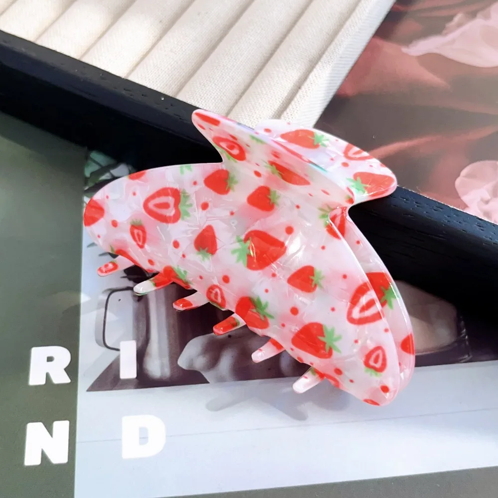 Korean Acrylic Hair Claw Clips for Women And Girls Flower Fruits Design Thick Thin Hair Styling Accessories Sweat Catch Hairgrip