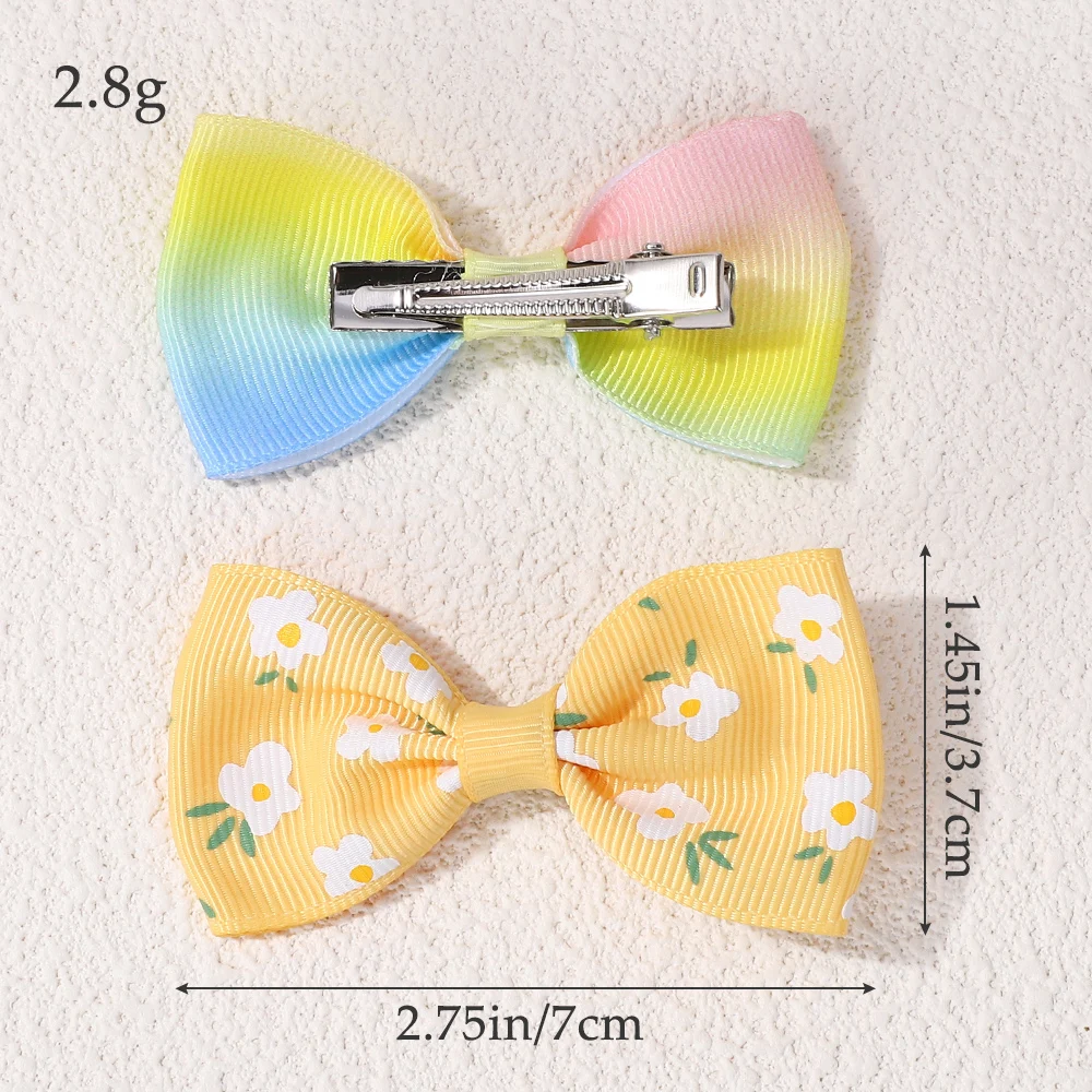 50PCS Random Colorful Lovely Hair Bows Hairgripes Sweet Daisy Printing Hair Clips Kids Boutique Barrette