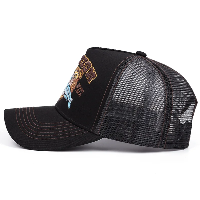 2025 Fashion New Bear Eating Fish Truck Hat Men's Street Skateboarding HipHop Hat Women's Outdoor Sunshade Baseball Hat Mesh Hat
